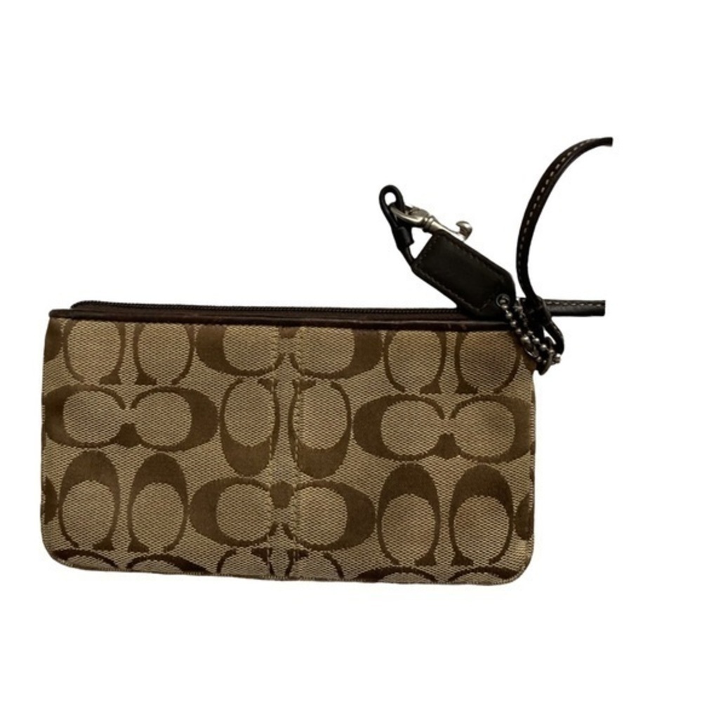 Coach signs brown striped wristlet bag - Picture 2 of 5